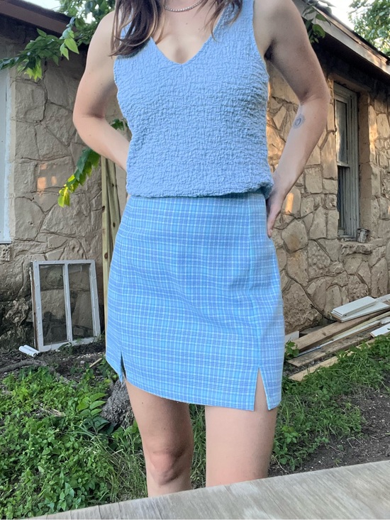 Brandy Melville Dresses & Skirts - Light Blue Plaid Mini Skirt